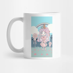 Cute kawaii unicorn anime manga chibi girl Mug